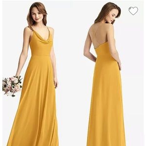 Dessy Group Cowl Neck Criss Cross Back Slip Dress (size 2)